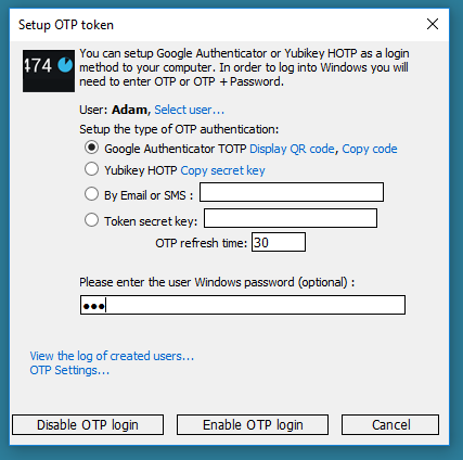 screenshot of Rohos Logon Key